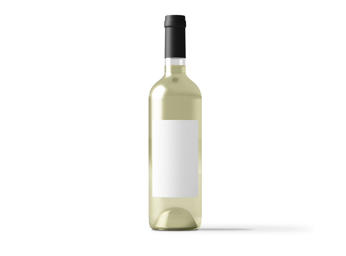 white wine bottle isolated mockup